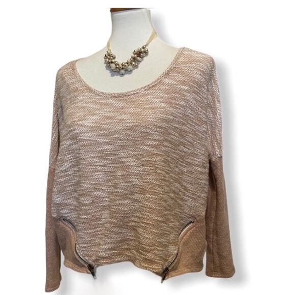 Jessica Simpson Dusty Rose Textured Pullover Sweater with Zipper Detail Size S - Picture 1 of 7